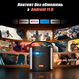 Проектор BYINTEK U80 Max портативний DLP акумулятор 15000 mAh WiFi Android 11 FullHD 1080 4K - мініатюра 4