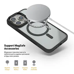 Чехол Apple iPhone 16 Pro, Unit MagSafe, черный, прозрачный, магсейф, противоударный, магнитный, панель-накладка с поддержкой MagSafe, с поддержкой беспроводной зарядки, TPU+PC, защита всего корпуса, ударопрочный, ArmorStandart (ARM78709) - мініатюра 4