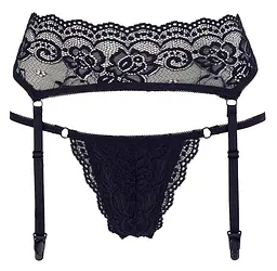 Стринги з поясом для чулок Cotelli Collection String & Suspender Belt black, M Cottelli 513223218741031 90468 - мініатюра 3