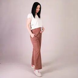 Стильні штани для вагітних дівчат двонитка розмір 50/52 (XL/2XL) Tiana Коричневий - мініатюра 2
