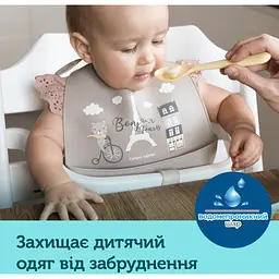 Нагрудничок Canpol babies Bonjour Paris силіконовий з кишенькою синій (74/027_blu) - мініатюра 3