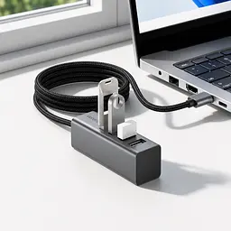 USB-хаб Veron H4A 4-в-1, USB-A на 4 USB-A, USB 2.0, 480 Мбіт/с, кабель 1 м - мініатюра 5