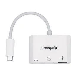 Док-станція USB3.1 Type-C --> HDMI/USB 3.0/PD 60W 4-in-1 Білий Manhattan - мініатюра 4