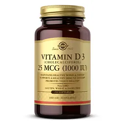 Вітамін D3 1000 IU Solgar Vit D3 250 софтгелів