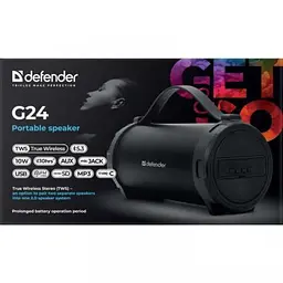 Акустична bluetooth колонка 1.0 Defender G24 10W BT TF USB AUX 1500мАч (Чорний) - мініатюра 6