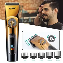 Машинка для стриження VGR V-663 Акумуляторна з дисплеєм і регулюванням довжини 0.5-19 мм - мініатюра 3