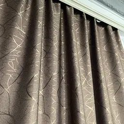 Льняні штори "бите скло" коричневого кольору 2шт. 150х270 з білим шифоновим тюлем 400х270, на тасьмі ALBO pbe0052733 - мініатюра 4
