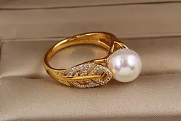 Кільце Xuping Jewelry перо з перлиною р 19 золотисте - мініатюра 2