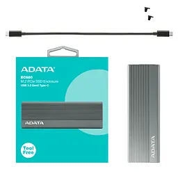 Зовнішня кишеня для накопичувача A-DATA EC680 для SSD M.2 PCIe USB3.2 Gen2 Type-C Gray (EC680-CCGY) - мініатюра 7
