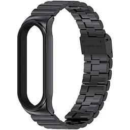 Ремінець MiJobs для фітнес-браслета Xiaomi Mi Band 5 та 6 металевий із застібкою чорний