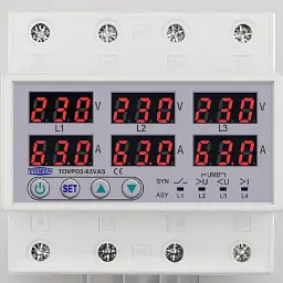 Цифрове реле контролю напруги та струму трифазне TOMZN TOVPD3-63VAS 63A 3x220V Розумний захисний автомат змінного струму (19600) - мініатюра 4