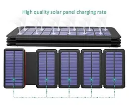 Сонячний зарядний пристрій Solar panel (5 панелей по 8W) VerWireless Charging 20000mAh (PN-W09) - мініатюра 2