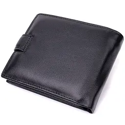 Чоловічий гаманець середнього розміру із натуральної шкіри ST Leather 22444 чорний - мініатюра 2