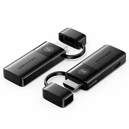 Бездротовий HDMI-комплект Vention 1 передавач TX і 1 приймач RX HDMI-вихід джерела → HDMI-вхід дисплея 1080p 60 Гц до 50 м за прямої видимості 5 ГГц RX потребує USB-C 5 В 2 А TX потребує додаткового USB-C 5 В 2 А за недостатнього живлення від HDMI дублювання/розширення за підтримки ПК синхронізація аудіо й відео без Wi-Fi-мережі та драйверів кнопка TX для від’єднання/повторного підключення у комплекті 2 кабелі USB-A ↔ USB-C по 0,5 м чорний (ADKB0)