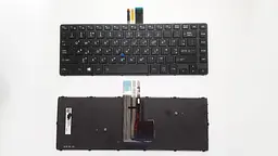 Клавіатура для ноутбуків Toshiba Tecra R40-C Series чорна з чорною рамкою, з трекпоінтом, з підсвічуванням