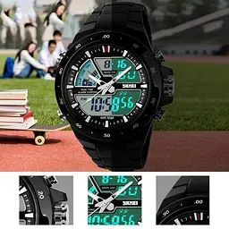 Чоловічий годинник Skmei 1016 Shark Black З червоною облямівкою - мініатюра 8