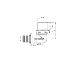 Кутник перехідний із ЗР Koer Ka.L06M-16 - 16(2.2mm) x 1/2"M KR4874 - мініатюра 2