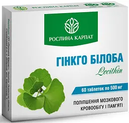 Гінкго білоба Lecithin 60 таблеток Рослина Карпат - мініатюра 1