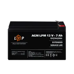 Акумулятор AGM LPM 12V - 7 Ah - мініатюра 2
