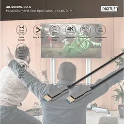 Кабель мультимедійний HDMI M to HDMI M 30m 4K AOC hybrid-fiber black Digitus (AK-330125-300-S) - мініатюра 7