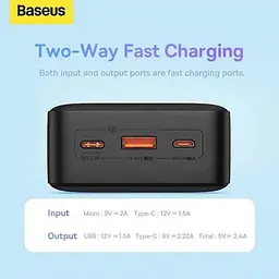 Портативна батарея Baseus Airpow 30000mAh 20W PD/3.0 QC/3.0 Black - мініатюра 3