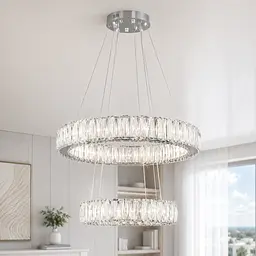 Підвісна світлодіодна люстра Splendid Ray L50804/500+300/2 LED (CH), 2 кільця, пульт, димер, 80 W