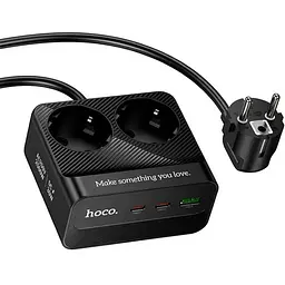 Подовжувач мережевий Hoco Descanso 2-socket PD desktop charger AC27 (L=2M) 1USB/2Type-C, 30W/3A