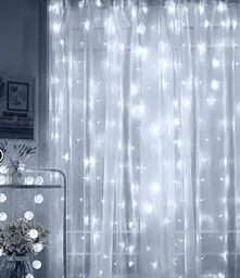 Гірлянда штора Водоспад 3х2 м 280 LED (прозорий шнур з перехідником) Біле світло - мініатюра 8