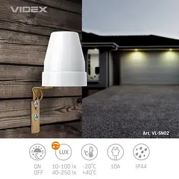 Датчик освітленості Videx 10A 220V фотометричний (VL-SN02) - мініатюра 3