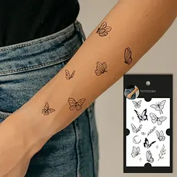 Тату тимчасове 9 Метеликів Tattooshka L-73 Чорний shop (4825800010532) - мініатюра 4