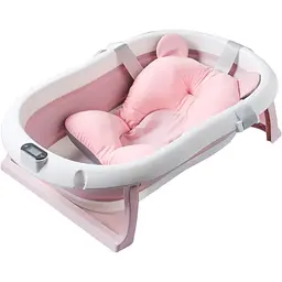 Детская ванночка складная с подушкой, термометром Kanzaa Pink