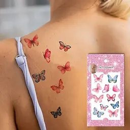 Тату тимчасове Акварельні метелики Tattooshka L-77 Різнокольоровий shop (4825800040003) - мініатюра 4