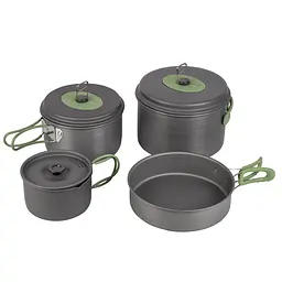 Набір посуду Bo-Camp Explorer 4 Pieces Hard Anodized Grey/Green (2200244), Сірий