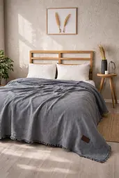 Покривало-плед Cotton TURComFor grey євро 240х260 см муслін TC303375990