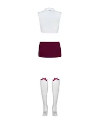 Еротичний костюм студентки Obsessive Student 4 pcs costume S/M, топ, спідниця, стринги, гольфи - мініатюра 6