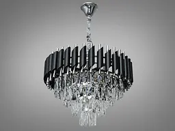 Люстра кришталева Diasha 9001-500BK+CH 9 ламп, E14, 220V, чорний+хром, регульована висота, IP20, для кабінету - мініатюра 2