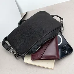 Сумка жіноча шкіряна кросбоді Handycover S409 чорна через плече маленька - мініатюра 3