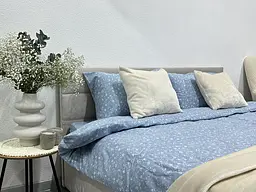 Комплект постільної білизни Ecotton полуторний 250958 Квiтка на блакитному (24277) - мініатюра 4