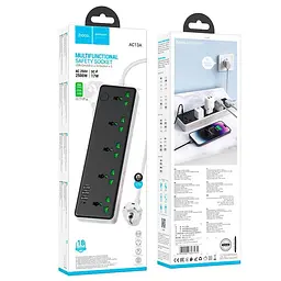 Подовжувач Hoco Talento 5-position socket AC13A 3USB/Type-C, 10A - мініатюра 2