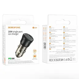 Адаптер автомобільний Borofone Clever single port car charger BZ24 |1Type-C, 20W/3A, PD/QC| - мініатюра 2