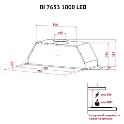 Витяжка повновбудована PERFELLI BI 7653 I 1000 LED - мініатюра 12