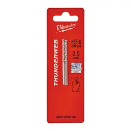 Свердло по металу THUNDERWEB HSS-G MILWAUKEE DIN338, діаметр 2,5x57х30мм, (2шт)