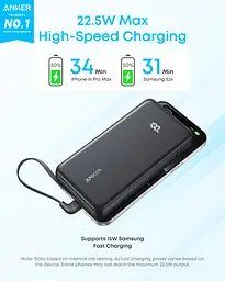 Портативний зарядний пристрій - 20000 mAh 22.5W Built-In USB-C Cable White Anker teh0027054 - мініатюра 2