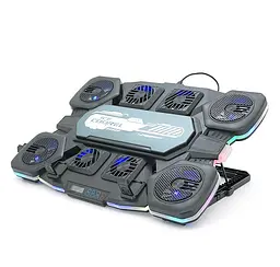 Охолоджувальна підставка для ноутбука 17.3 дюйма Ice Coorel Q-10 8xfans RGB LCD - мініатюра 3