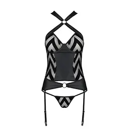 Сітчастий комплект із візерунком Passion Hima CorSet black L/XL - мініатюра 5