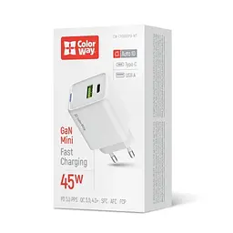 Мережевий зарядний пристрій White 45 Вт GaN ColorWay teh0028598 - мініатюра 4