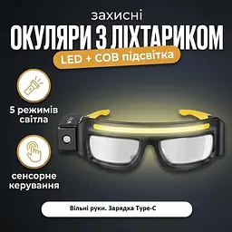 Налобні окуляри-ліхтарик VTech LED COB + XPE сенсорні, Type-C, IPX4, чорні - мініатюра 2