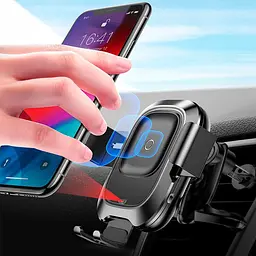Автомобільний утримувач холдер із БЗУ Baseus Wireless Charger Smart Vehicle Bracket Holder WXZN-01 Black - мініатюра 8