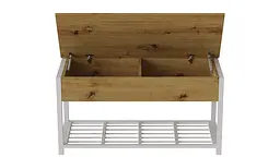 Банкетка з ящиком Ferrum-decor Дрейк 2 550x1200x400 метал Білий ДСП Дуб Артізан 16 мм (FRD-103078) - мініатюра 4