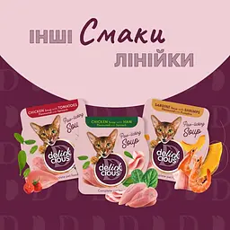 Суп для котів Delickcious з тунця з мінікукурудзою та зеленим горошком 80 г - мініатюра 7